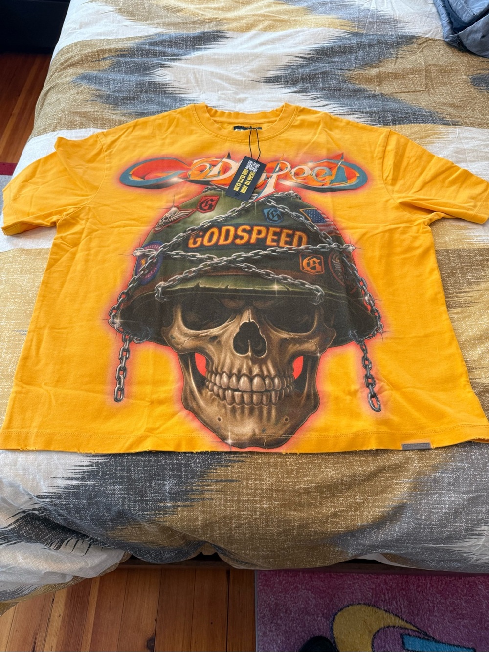 Godspeed Skull Graphic Short Sleeve Tee - Yellow